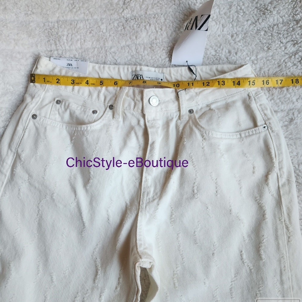 Zara co-ord set Textured Pocket Vest SZ L+ textured distressed pants 8 Ecru nwt - Picture 8 of 16